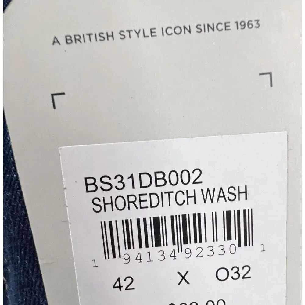 Ben‎ Sherman Stretch Skinny Jeans Mens 42x32  Blue Shoreditch Wash Denim Preppy